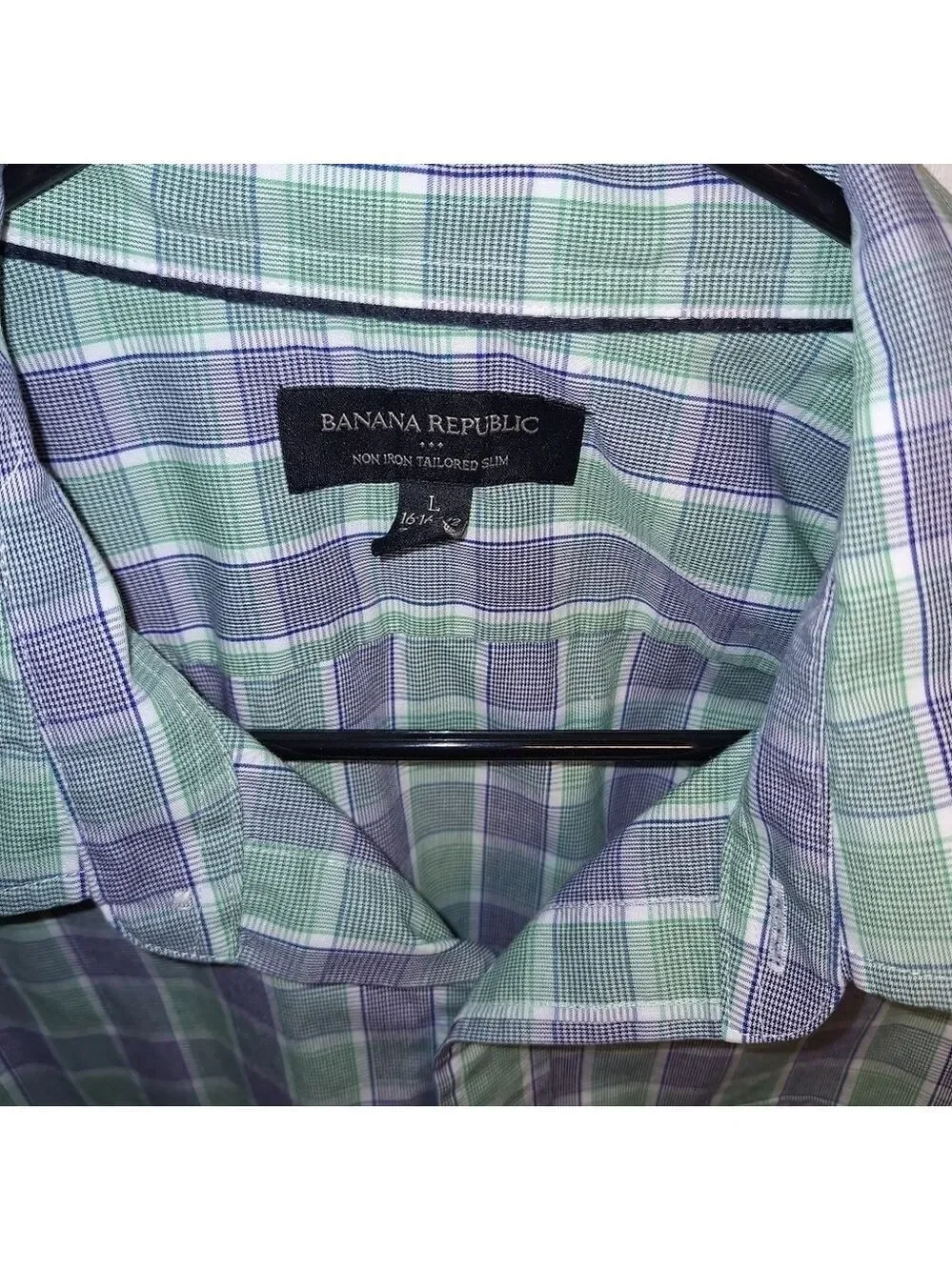 Banana Republic Plaid Shirt Green Purple Large